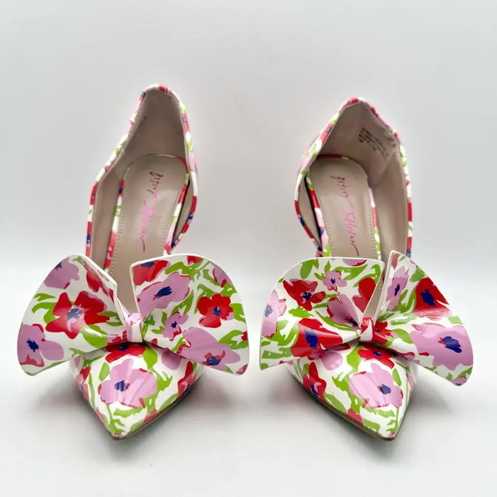 Betsey Johnson Womens Nobble Pumps US 7 M Red Pink Multi EUC